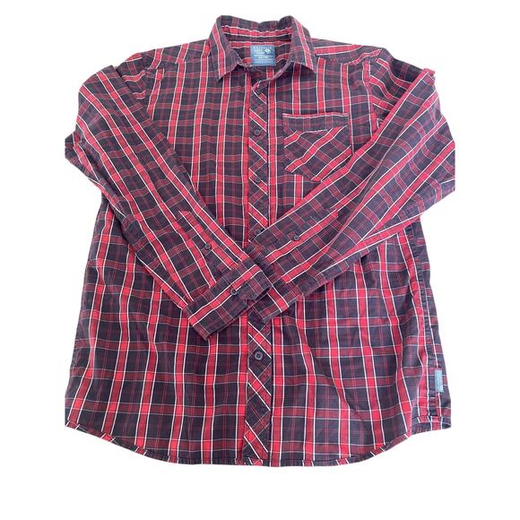 Mountain Hardwear Mens's M Red Black White Plaid Button Down Long Sleeve Shirt - Picture 2 of 6